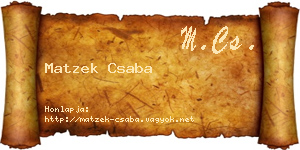 Matzek Csaba névjegykártya